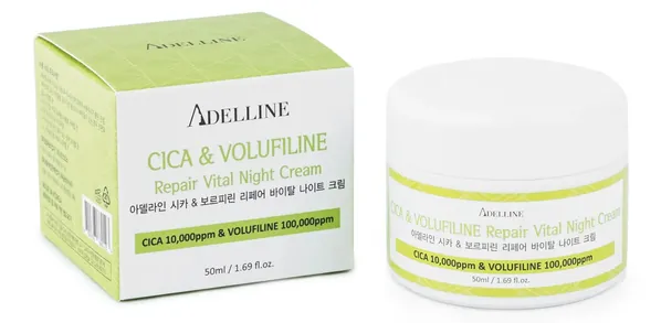 Крем для обличчя Adelline Cica Volufiline нічний з центелою та волюфіліном, 50 мл