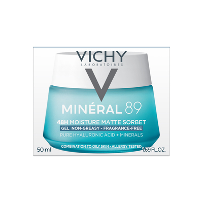 Гель-сорбет для лица Vichy Mineral 89 матирующий для жирной и комбинированной кожи, увлажнение 48 часов, 50 мл