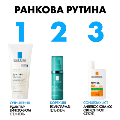 Гель-крем La Roche-Posay Effaclar A.Z. с комплексом трех кислот для уменьшения недостатков проблемной кожи лица, 40 мл
