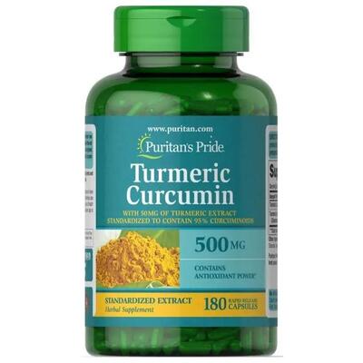 Куркума Puritan's Pride Turmeric 500 мг, 180 капсул