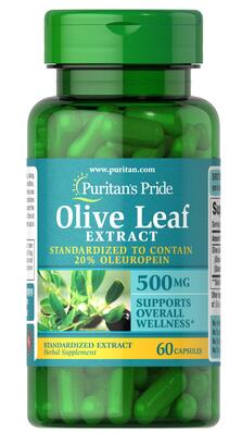Экстракт листьев оливы Puritan's Pride Olive Leaf Extract 500 мг, 60 капсул