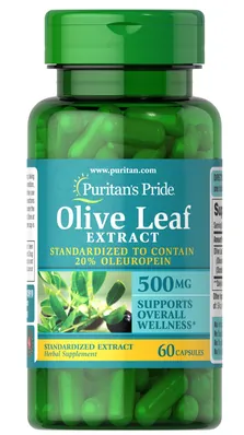 Екстракт листя оливи Puritan's Pride Olive Leaf Extract 500 мг, 60 капсул