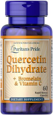 Кверцетин дигидрат + бромелайн с витамином C Puritan's Pride Quercetin dihydrate + Bromelain and Vitamin C, 60 капсул
