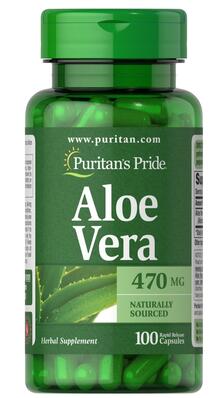 Экстракт Алоэ вера Puritan's Pride Aloe Vera 470 мг, 100 капсул