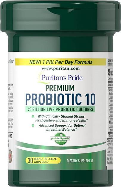Премиум пробиотик 10 Puritan's Pride Premium Probiotic 10, 30 капсул