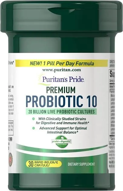 Преміум пробіотик 10 Puritan's Pride Premium Probiotic 10, 30 капсул