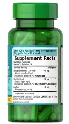 Родіола трав'яний комплекс Puritan's Pride Rhodiola Herbal Complex, 60 капсул