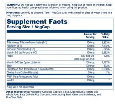 Витамины группы В Solaray Vitamin B-Complex 100, 50 вегетарианских капсул