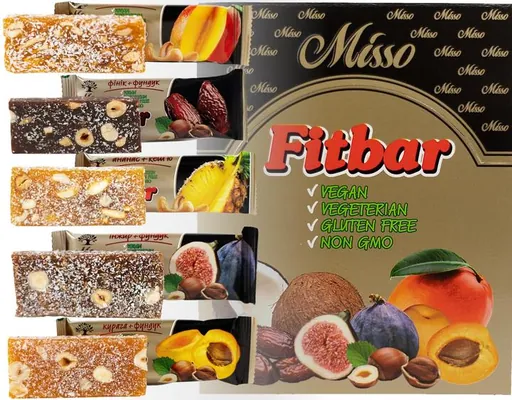 Набір батончиків Misso Fitbar фруктово-горіхових, 20 штук по 30 г