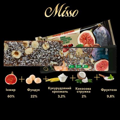Набор батончиков Misso Fitbar фруктово-ореховых, 20 штук по 30 г