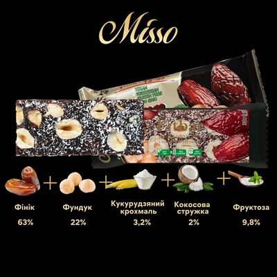 Набор батончиков Misso Fitbar фруктово-ореховых, 20 штук по 30 г