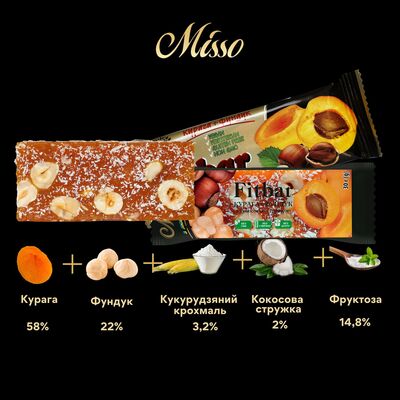 Набор батончиков Misso Fitbar фруктово-ореховых, 20 штук по 30 г