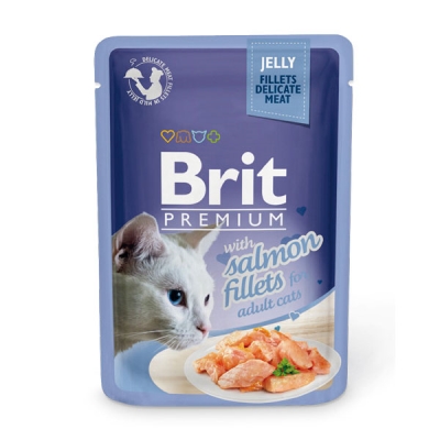 Корм вологий для кішок Brit Premium Cat pouch з філе лосося в желе, 85 г