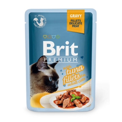 Корм вологий для кішок Brit Premium Cat pouch з філе тунця в соусі, 85 г