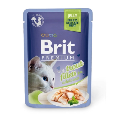 Корм вологий для кішок Brit Premium Cat pouch з філе форелі в желе, 85 г