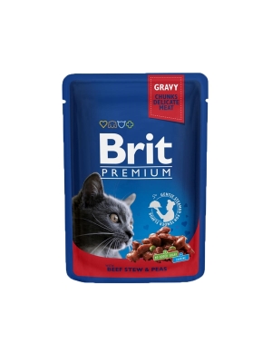 Корм влажный для кошек Brit premium Pouches with beef stew and peas рагу из говядины с горошком, 100 г