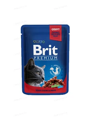 Корм вологий для кішок Brit premium Pouches with beef stew and peas ягід з яловичини, 100 г