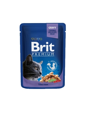 Корм влажный для кошек Brit premium Pouches with cod fish с треской, 100 г