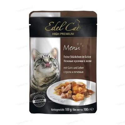 Корм вологий для кішок Edel Cat pouch з гусем та печінкою в желе, 100 г