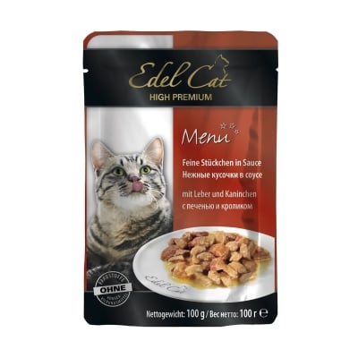 Корм вологий для кішок Edel Cat pouch з печінкою та кроликом у соусі, 100 г