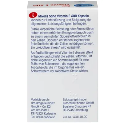 Вітамін Е 600 Mivolis Sano Vitamin E 600 капсули м'як. №42