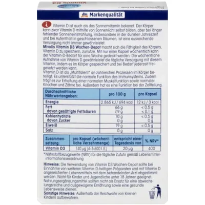 Вітамін D3 Mivolis Vitamin D3 Week Depot 5600 МО капсули м'як. №12