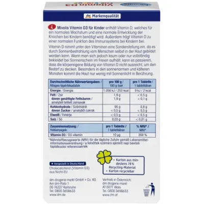 Вітамін D3 Mivolis Vitamin D3 для дітей жувальні таблетки №60