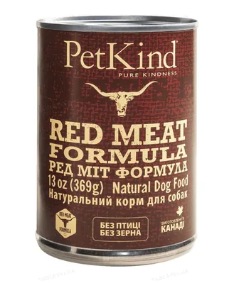 Консерви для собак PetKind Red Meat Formula з яловичиною, ягням і яловичим рубцем, 369 г