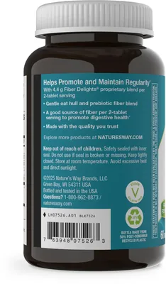 Клітковина Nature's Way Fiber Delights, зі смаком ванілі, 60 жувальних таблеток