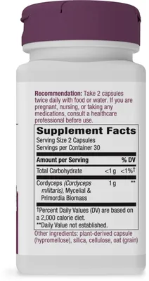 Кордицепс Nature's Way Cordyceps, 60 веганських капсул
