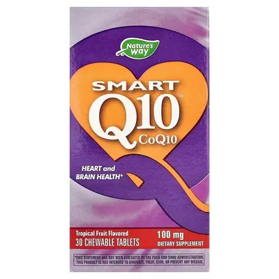 Коензим Q10 Nature's Way Smart Q10 смак тропічних фруктів, 30 жувальних таблеток