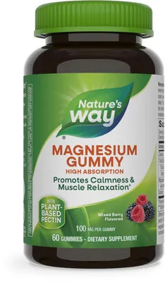 Магній Nature's Way Magnesium Gummy, зі смаком ягід, 60 жувальних цукерок