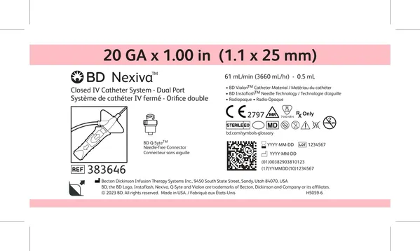 Катетер внутрішньовенний BD Nexiva закритого типу +1 Q-Syte 20 G 1.00IN 1.1 x 25 мм