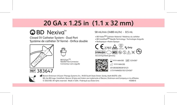 Катетер внутрішньовенний BD Nexiva закритого типу +1 Q-Syte 20 G 1.25IN 1.1 x 32 мм