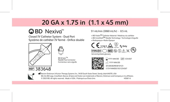 Катетер внутрішньовенний BD Nexiva закритого типу +1 Q-Syte 20 G 1.75IN 1.1 x 45 мм