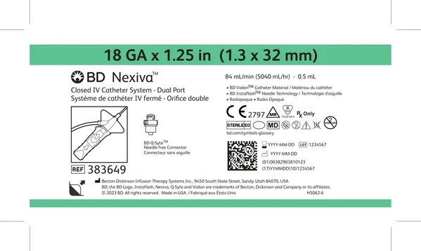 Катетер внутрішньовенний BD Nexiva закритого типу +1 Q-Syte 18 G 1.25IN 1.3 x 32 мм