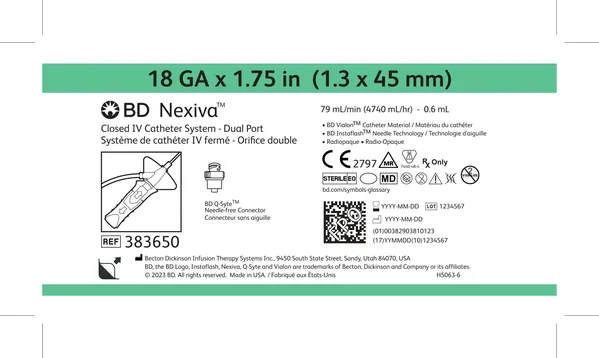 Катетер внутрішньовенний BD Nexiva закритого типу +1 Q-Syte 18 G 1.75IN 1.3 x 45 мм