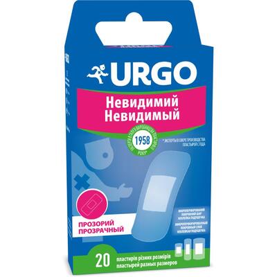 Набір пластирів медичних Urgo Невидимий прозорих, різних розмірів, 20 штук