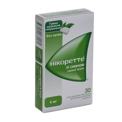 Никоретте со вкусом мяты резинка жев. по 4 мг №30 (15х2)