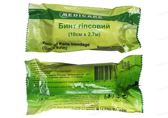 Бинт гіпсовий Medicare Plaster of Paris bandage10 см х 2,7 м