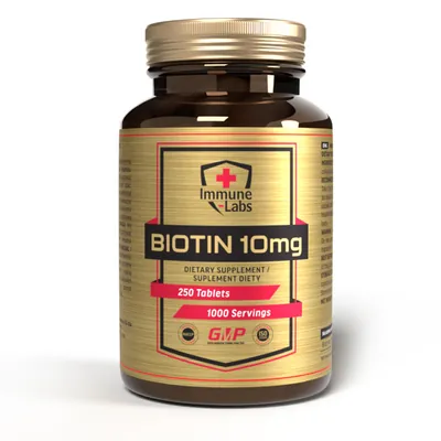 Біотин Immune Labs Biotin 10 мг, 250 таблеток