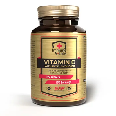 Вітамін C з біофлавоноїдами Immune Labs Vitamin C with bioflavonoids, 100 таблеток