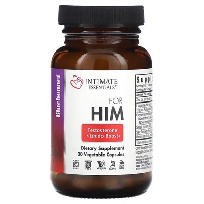 Комплекс для чоловіків Bluebonnet Nutrition Intimate Essentials for Him Testosterone Libido Boost, 30 рослинних капсул