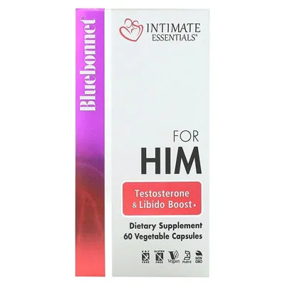 Комплекс для чоловіків Bluebonnet Nutrition Intimate Essentials for Him Testosterone Libido Boost, 60 рослинних капсул