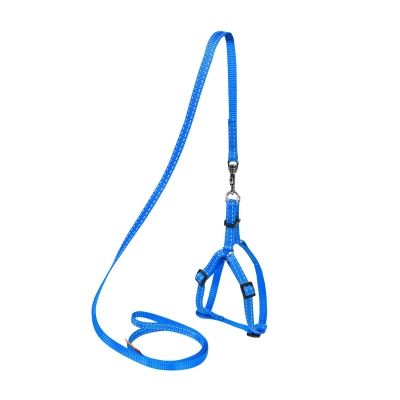 Шлея Collar DOG Extreme 07022 нейлон синій з повідцем, 10 мм 28-40 см