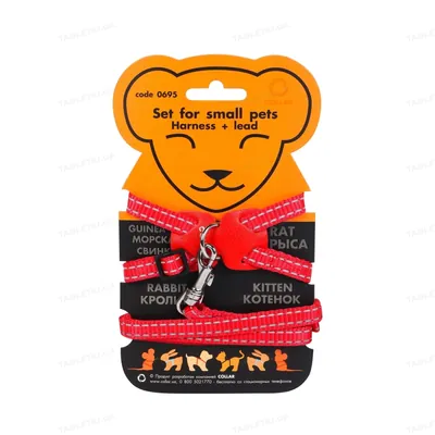 Шлея для морських свинок, декоративних щурів Collar DOG Extreme 06953 зі шкіряною накладкою та повідцем, 10 мм 22-29 см