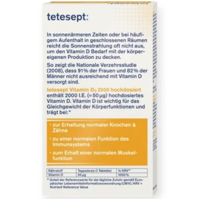 Вітамін Д3 2000 Tetesept Vitamin D3 2000 I.E, 50 таблеток