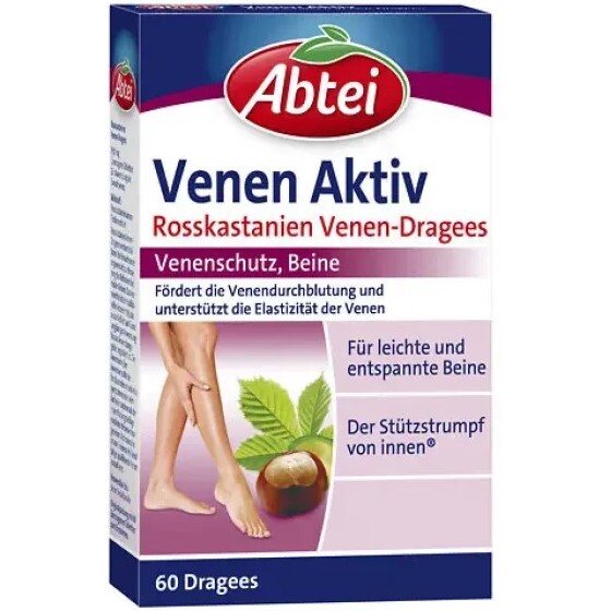 Активные драже для вен из конского каштана Abtei Venen Aktiv, 60 драже
