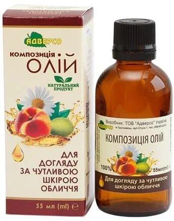 Композиція олій Адверсо Для догляду за чутливою шкірою обличчя, 55 мл