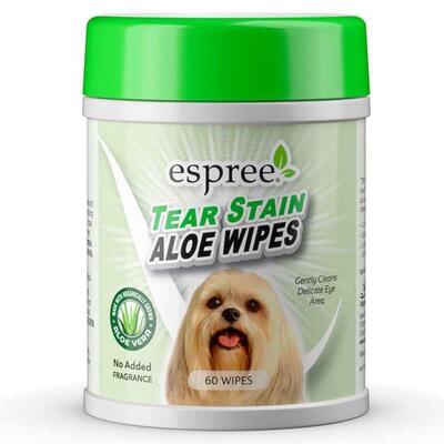 Салфетки для собак Espree Aloe Tear Stain Wipes с алоэ вера и ромашкой по уходу за глазами собак, 60 штук